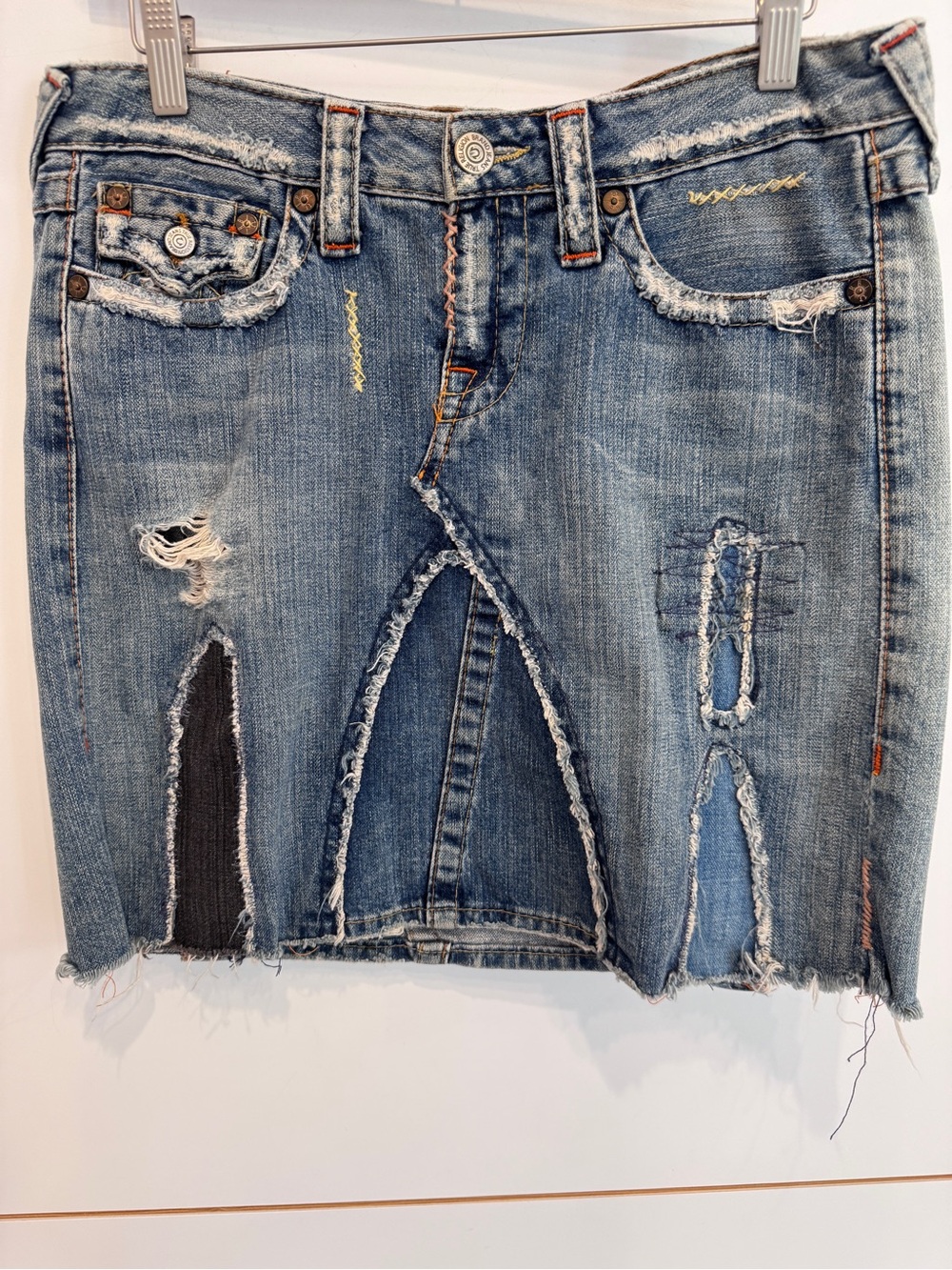 True Religion Limited Edition Vintage Patchwork Denim Skirt 29